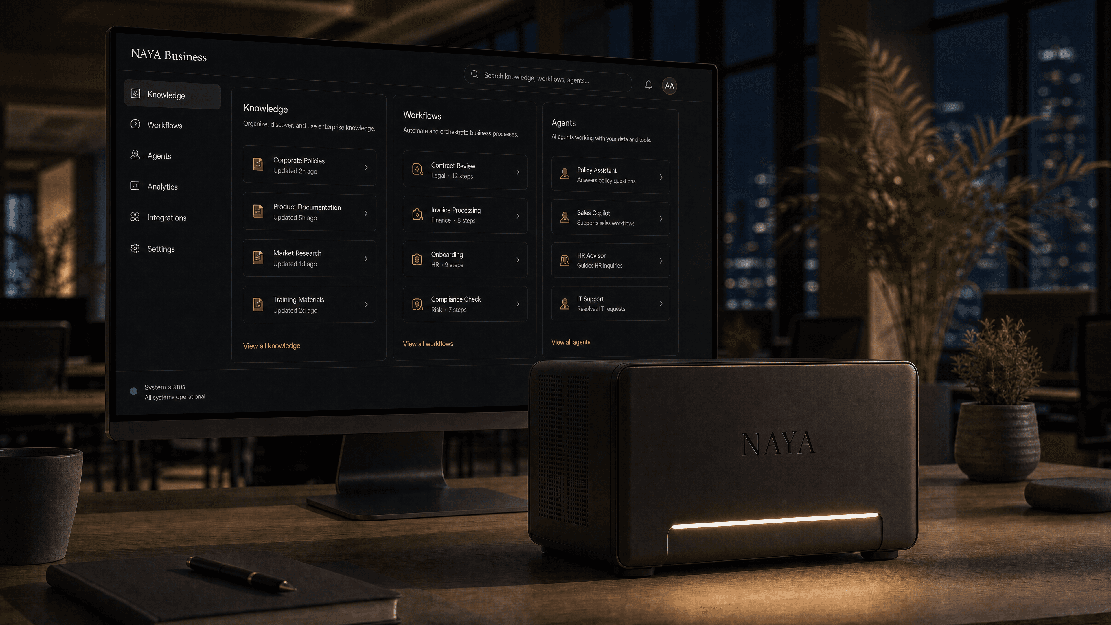 NAYA Business interface with a local AI appliance